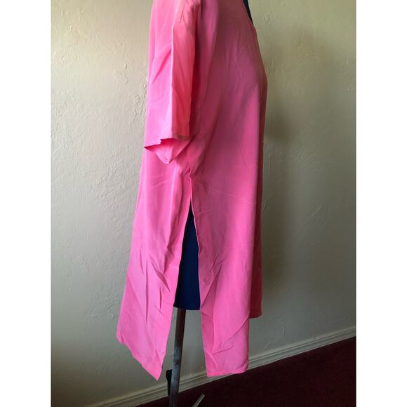 NWOT Equipment Short Sleeve Crew Neck Silk Tunic in Pink - Picture 3 of 5